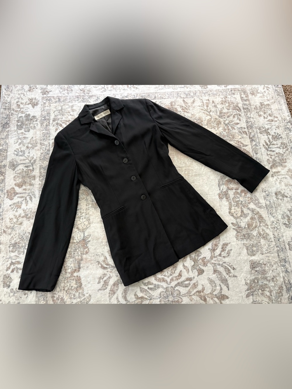 VTG Alberta Ferretti Black Blazer Jacket Button AEFFE Italy 4 XS S Virgin Wool